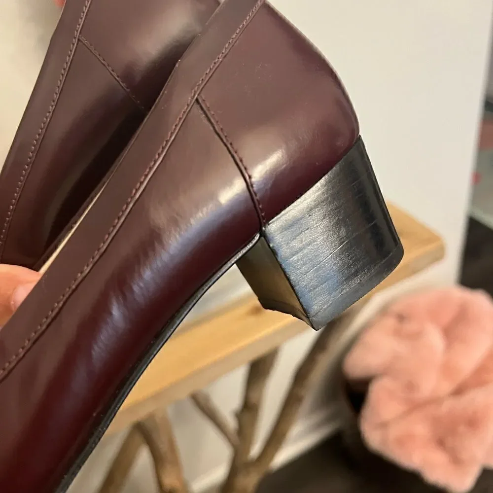 Women’s Michael Kors Lainey Leather Loafers in Merlot. Size 8.5 M.
